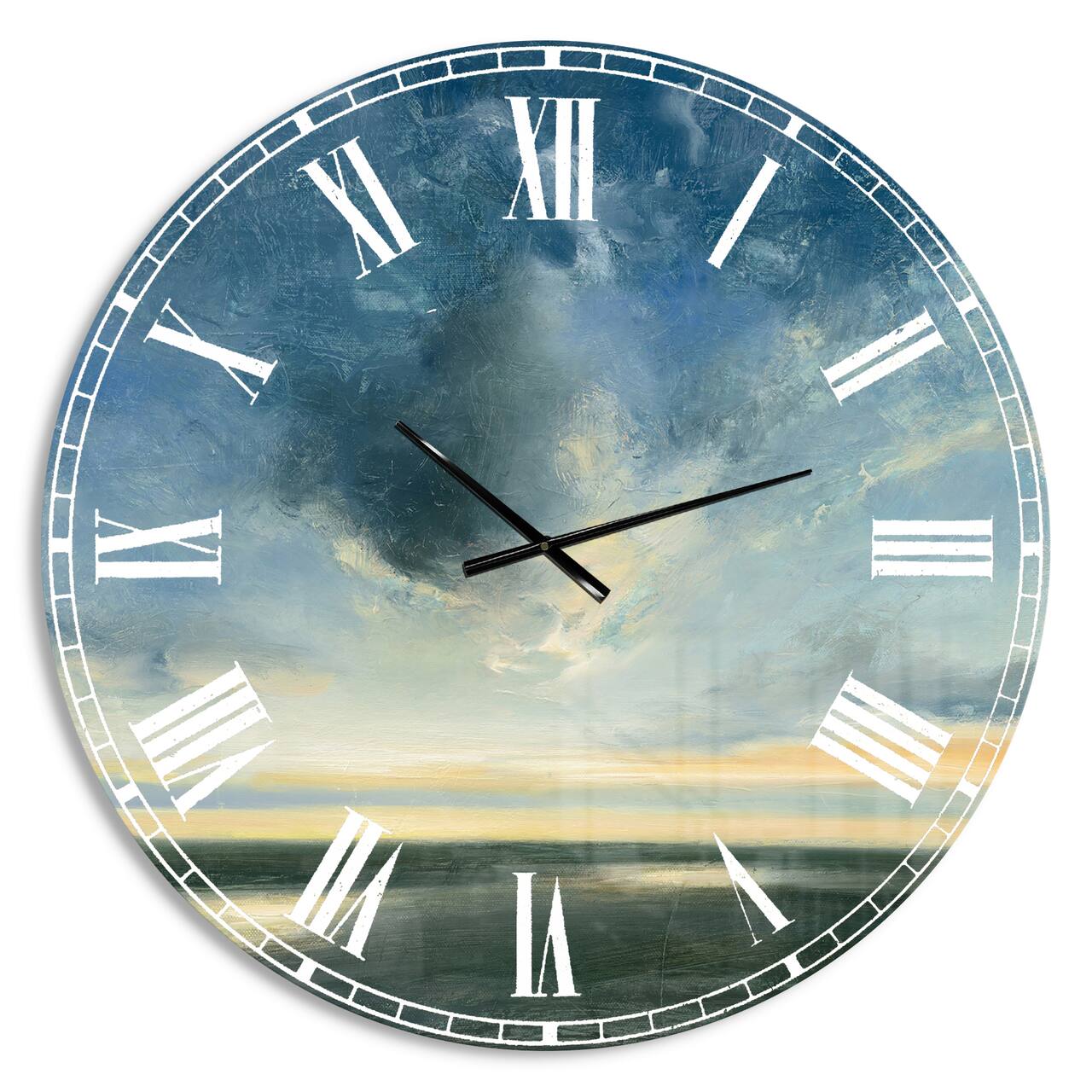 Designart 'Blue Coastal Sunrise Traditional Wall Clock